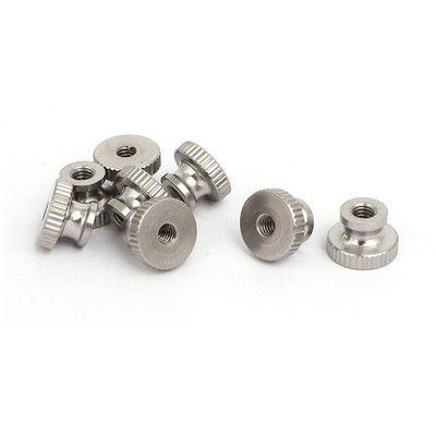 M4 304 Stainless Steel Leveling Knurled Thumb Nut Fastener Silver Tone 8pcs