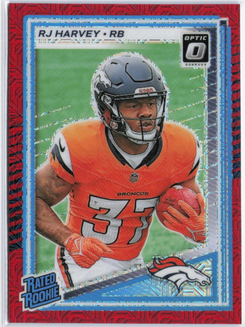 2025 Donruss Optic #208 RJ Harvey Red Mojo Rookie