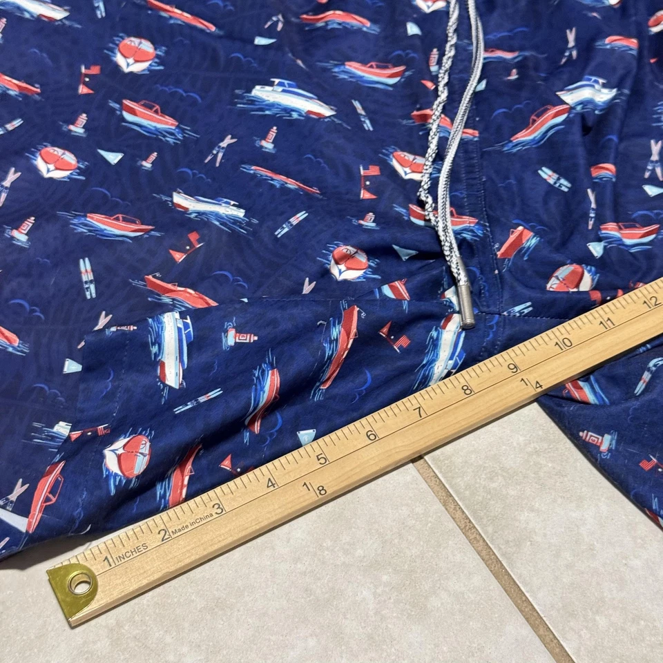Peter Millar Swim Trunks Mens Large Navy Boating Ski Print Mesh Liner Drawstring - Image 4 of 4