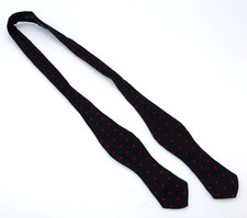 F. R. Tripler  Co. Silk Bow Tie, Deep Navy, Red Polka Dots Design, 34"