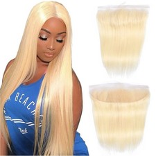 613 Blonde Frontal 13X4 Human Hair 14 Inch Straight Brazilian Virgi... Fast Ship