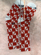 VANS Women's Red White Check Crew Socks Mid Calf Opaque Full Toe One Size 1 Pair
