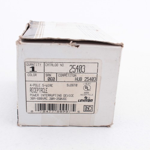 Leviton 25403 INDUSTRIAL Power Interrupting Locking Receptacle 30A 600V 20A 250V - Bild 5 von 6