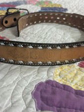 Vintage Leather Hand Tooled scroll Belt " BOB " 28-30"