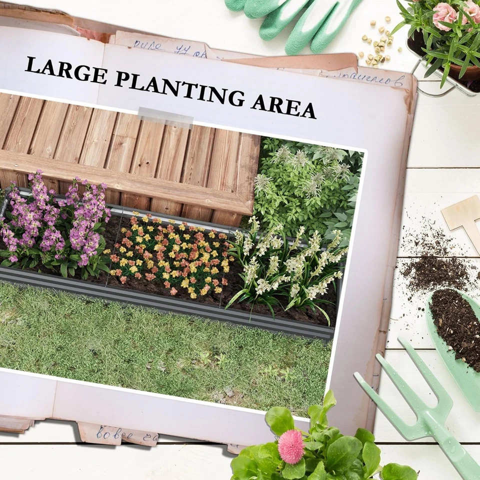 Extra Large Raised Garden Planter Galvanised Steel Metal Frame Flower Bed - Image 4 of 4