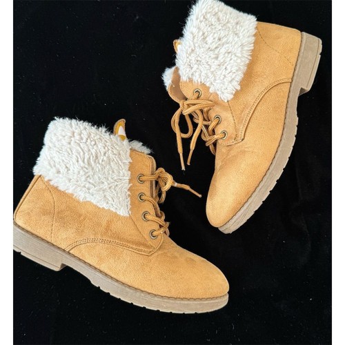 FabKids Girls Deer Face Fur Lined Boots Brown Size 13 Casual Ankle Adorable Cute - Picture 7 of 8