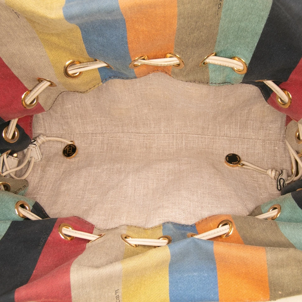 Подлинная кожаная сумка-тоут Fendi среднего размера с заклепками B Fab на шнурке белая - Изображение 4 из 4