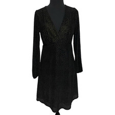 A New Day Dark Dress Size Medium Black Velvet Spots Sexy Mob Wife Whimsgoth