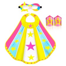 iROLEWIN Star Superhero-Costumes-Cape and Mask for Kids Girls Large, Rose