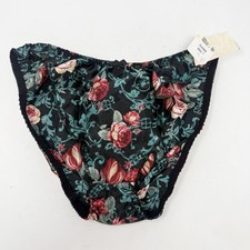 Vtg SEARS Satin "Second Skin" Shiny Wet Look Floral Bikini Panty Sz SMALL NWT