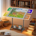 Wooden Puzzle Table 1500 Pieces Adjustable Height 360° Tilt with Drawer Cover