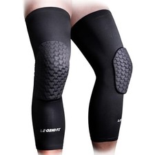 Basketball Long Knee Pads Compression Leg Sleeves Protector N Black Small