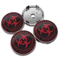 4PCSSet Zombie Outbreak Wheel Center Caps 60mm Face 56mm Clip on Red Green