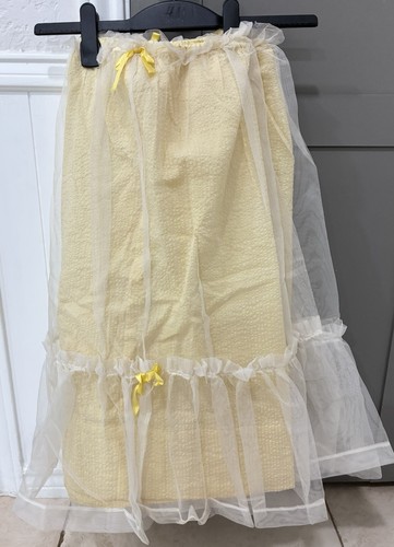 Vintage Handmade Yellow & Toole Baby Crib Bed Skirt