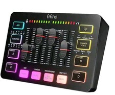 FIFINE - USB Audio Mixer - 4 Channel Audio Interface with RGB for Gaming,