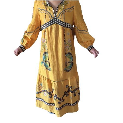FARM Women’s Sz XL Coconut Girl Core Beads Cotton Tropical Floral Maxi Dress - Picture 2 of 11