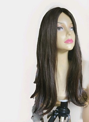 HUMAN BRAZILIAN HAIR KOSHER JEWISH WIG DARK BROWN SILKTOP 20'' LONG 