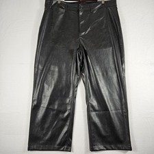 Old Navy Black High Rise OG Loose Leg Faux Leather Pants Size 18 Wet Look