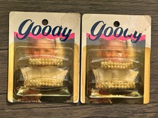 2 Vintage Retro 1989 GOODY Double Row Pearls Hair Barrettes Fashion 5410 NEW