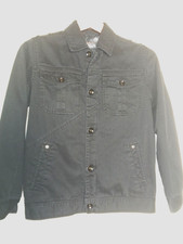 Quiksilver Boy's Black Button-Up Jacket M 12-14 Lining Graphic Design Cotton