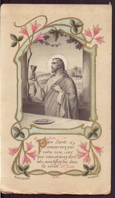 Andachtsbild ''Heiliger Vater bewahre beim Namen...'' Andenken Kommunion 1906