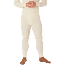 White Heavyweight Cold Weather Winter Thermals Knit Underwear Pants Long Johns