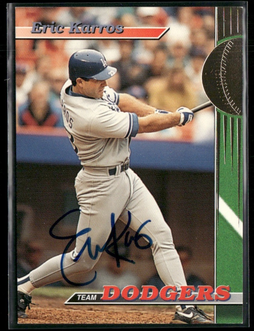 Eric Karros 1993 Topps Stadium Club Signed In-Person Auto #8 Los Angeles Dodgers