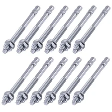 Glarks 12Pcs 1/2" x 7" Wedge Anchors Zinc Plated Heavy Duty Fastener for Conc...