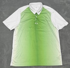 Oakley Polo Shirt Mens XL Green White Pullover Regular Fit Short Sleeve Golf
