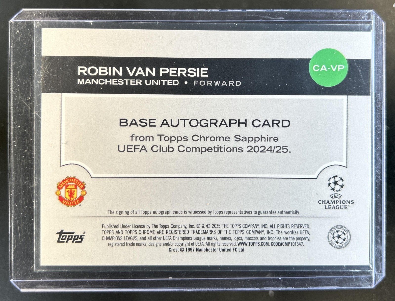2024-25 Topps Chrome Sapphire UEFA Robin van Persie Auto Refractor Orange #/25 view 2