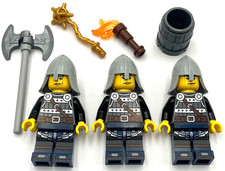 Lego 3 New Castle Knight Minifigures Chain Mail Weapons Accessories Army Builder