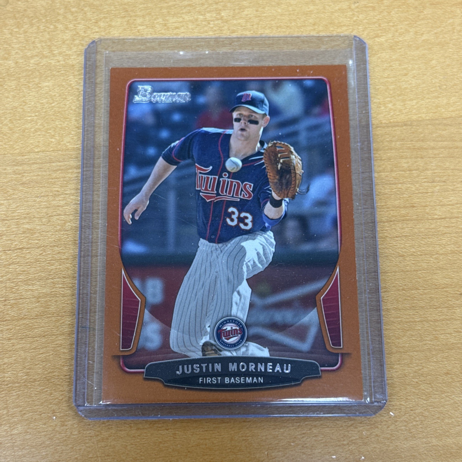 2013 Bowman #23 Justin Morneau Minnesota Twins 1B Orange Parallel #/250