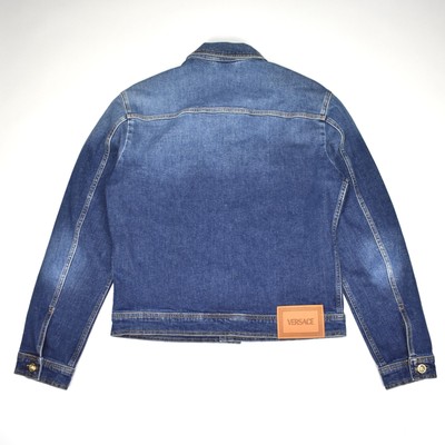 NWT $1475 VERSACE Blue Denim Gold Medusa Button Trucker Jacket