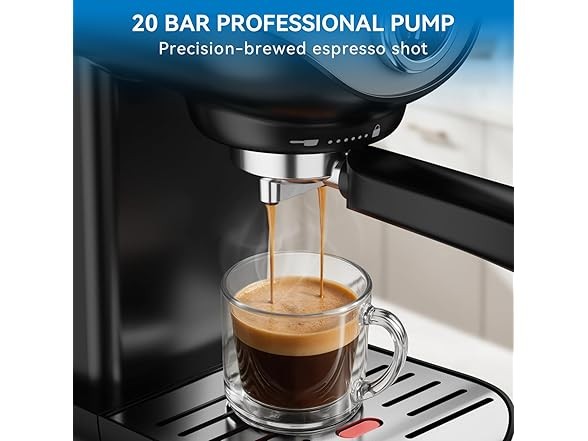 20 BAR Pump Temperature Control, Compact Espresso Maker with Steam Milk Frother