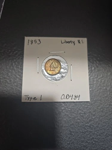 1853 1 dollar gold liberty  coin, damaged, Used For Jewely At Some Point