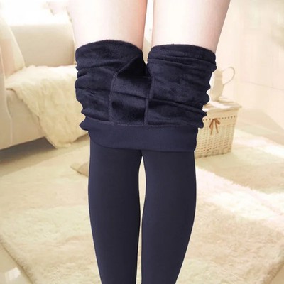 Winter Leggings Strick Samt Damen warme Hose enge Strumpfhose casual