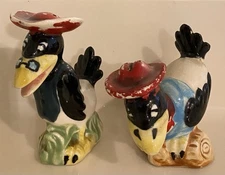 Vintage Antique Heckle & Jeckle salt & pepper shakers Black Crows Raven Disney