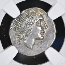 CARIAN ISLANDS Rhodes Helios Rose NGC Choice XF Ancient Silver Drachm Coin D1065