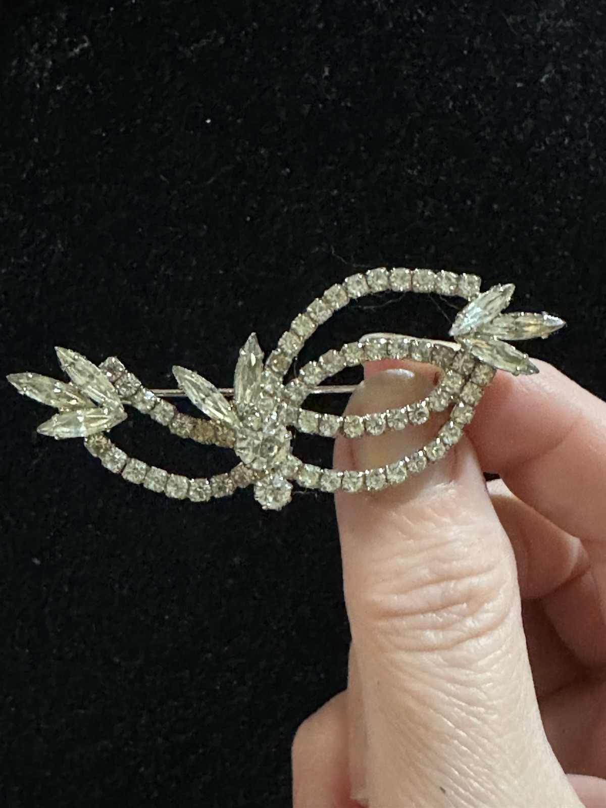 Hobe Signed Rhinestone Brooch Vintage Clear Cryst… - image 2