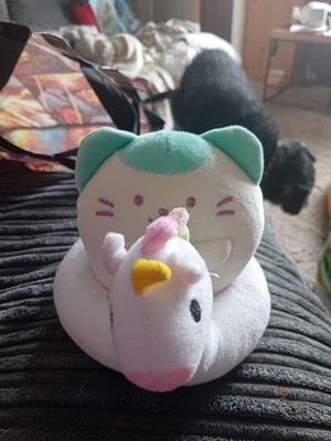 Anirollz Kätzchen Katze Plüsch auf einem Einhorn, kleines Plüschtier Kuscheltier