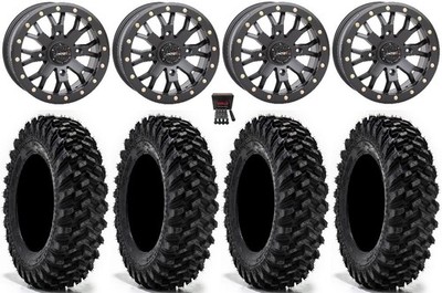 System 3 SB-4 14'' Wheels Bk (4+3) 34'' Warrior XT Sticky Tires Textron Wildcat XX