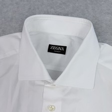 ZEGNA Shirt Mens 17 43 White Cotton Long Sleeve Button Up Ermenegildo Zegna