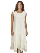 NinaLee 2XL Ivory Layered Chiffon Tunic Dress Sleeveless Plus Size Made USA