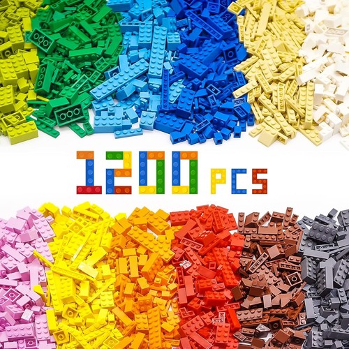 WYSWYG 1200 Piece Building Bricks, Bulk Classic Building Blocks Box ...