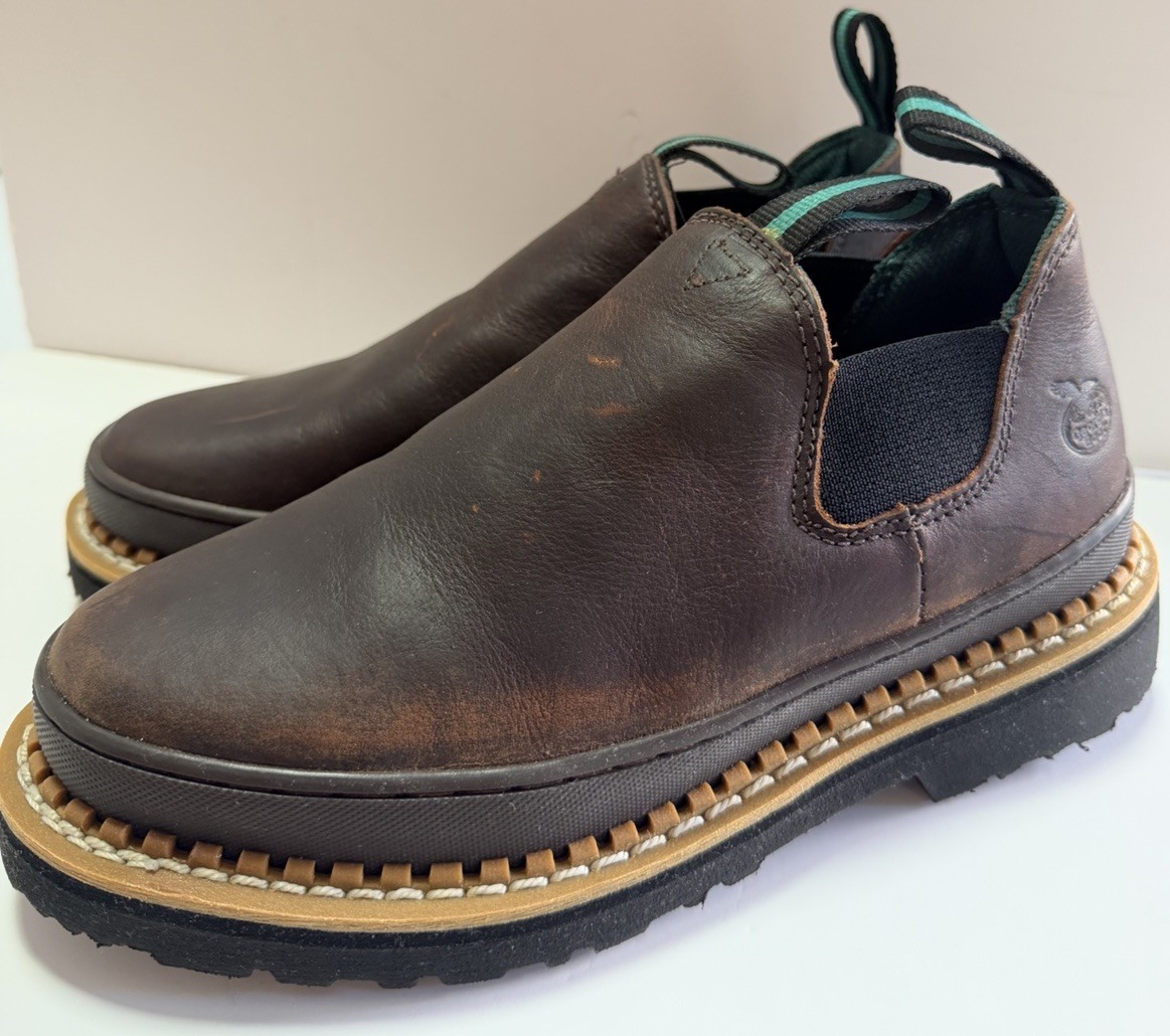 Georgia Giant Boots Womens 7.5 M Romeo Slip On Work Shoe Brown Leather