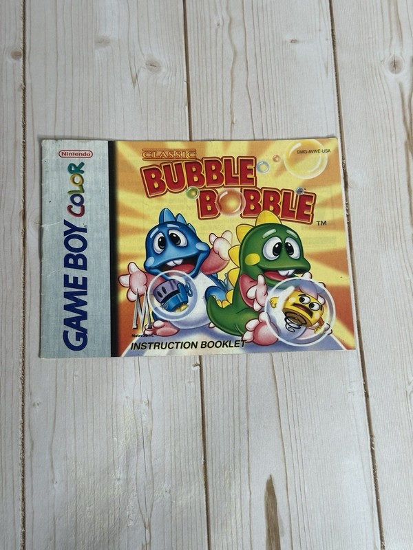 Bubble Bobble Classic Nintendo Gameboy Color Instruction Manual Only