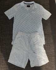 Sean John 2 Teiler Kurz Babyblau Herren Gr. S Monogram Logo