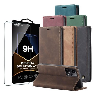 Handyhülle für Xiaomi Redmi Note 12 Pro 5G Klapphülle Hülle Handy Cover 9H Glas