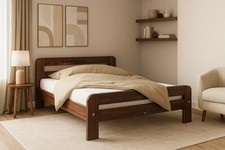 Handmade Solid Wood Bed Frame F2 Nordic Sky European Sizes with 4 Colour Finish