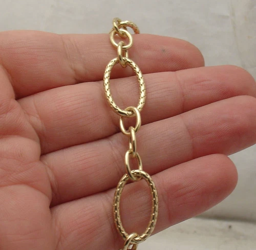 Bellezza Diamond Cut Oval Link Bracelet Lobster Clasp Solid Yellow Bronze image 3